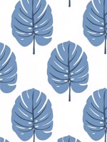 Monstera Blue Wallpaper WTG-254302 by Thibaut Wallpaper for sale at Wallpapers To Go