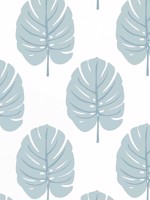 Monstera Spa Blue Wallpaper WTG-254303 by Thibaut Wallpaper for sale at Wallpapers To Go