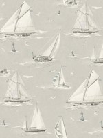 Leeward Light Grey Sailboat Wallpaper WTG-254646 by Chesapeake Wallpaper for sale at Wallpapers To Go