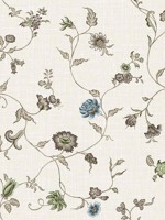 Florale Trail Greige and Blue Bell Wallpaper WTG-255522 by Seabrook Wallpaper for sale at Wallpapers To Go