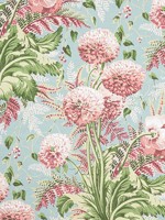 Dahlia Coral on Robins Egg Fabric WTG-256291 by Anna French Fabrics for sale at Wallpapers To Go