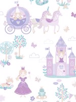 Fairytale Purples Turquoise Wallpaper WTG-256706 by Galerie Wallpaper for sale at Wallpapers To Go