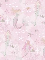 Mermaids Pink Grey Glitter Wallpaper WTG-256723 by Galerie Wallpaper for sale at Wallpapers To Go