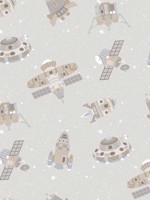 Spaceships Greige Tan Glitter Wallpaper WTG-256745 by Galerie Wallpaper for sale at Wallpapers To Go