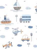 Transportation Brown Sky Blue Navy Wallpaper WTG-256749 by Galerie Wallpaper for sale at Wallpapers To Go