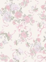 Cabbage Rose Bow Pretty in Pink Ribbons and Roses Wallpaper WTG-257427 by A Street Prints Wallpaper for sale at Wallpapers To Go