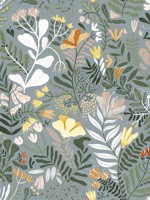 Brittsommar Slate Woodland Floral Wallpaper WTG-259150 by A Street Prints Wallpaper for sale at Wallpapers To Go
