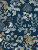 Getty Navy Jungle Damask Wallpaper WTG-259629 by A Street Prints Wallpaper for sale at Wallpapers To Go