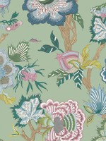 Indienne Jacobean Green Wallpaper WTG-260292 by Thibaut Wallpaper for sale at Wallpapers To Go