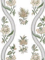 Ribbon Floral Green Wallpaper WTG-260297 by Thibaut Wallpaper for sale at Wallpapers To Go