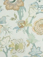 Indienne Jacobean Seaglass and Gold Fabric WTG-260411 by Thibaut Fabrics for sale at Wallpapers To Go