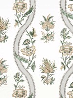 Ribbon Floral Green Fabric WTG-260415 by Thibaut Fabrics for sale at Wallpapers To Go