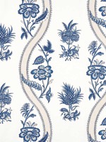 Ribbon Floral Blue and White Fabric WTG-260417 by Thibaut Fabrics for sale at Wallpapers To Go