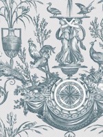 Avian Fountain Toile Jade Wallpaper WTG-261587 by York Wallpaper for sale at Wallpapers To Go