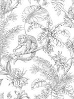 Tropical Sketch Toile Black Wallpaper WTG-261603 by York Wallpaper for sale at Wallpapers To Go