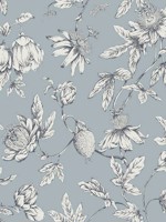 Passion Flower Toile Sky Blue Wallpaper WTG-261608 by York Wallpaper for sale at Wallpapers To Go