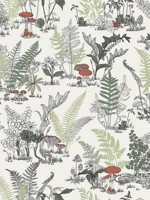 Mushroom Garden Toile Red and Green Wallpaper WTG-261624 by York Wallpaper for sale at Wallpapers To Go