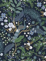 Peacock Garden Navy Peel and Stick Wallpaper WTG-261717 by Rifle Paper Co Wallpaper for sale at Wallpapers To Go