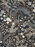 Peacock Garden Black Peel and Stick Wallpaper WTG-261718 by Rifle Paper Co Wallpaper for sale at Wallpapers To Go
