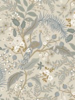 Peacock Garden Linen Peel and Stick Wallpaper WTG-261719 by Rifle Paper Co Wallpaper for sale at Wallpapers To Go