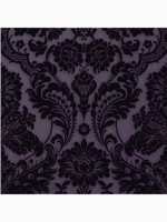 Gothic Damask Flock Plum Purple and Black Wallpaper WTG-262691 by Graham and Brown Wallpaper for sale at Wallpapers To Go