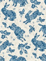 Bunny Hop Porcelain Blue Peel and Stick Wallpaper WTG-263291 by Surface Style Wallpaper for sale at Wallpapers To Go