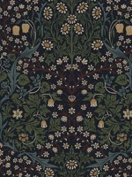 Victorian Floral Midnight Blue and Evergreen Wallpaper WTG-264601 by Seabrook Wallpaper for sale at Wallpapers To Go