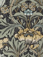 Acanthus Floral Charcoal and Goldenrod Prepasted Wallpaper WTG-264607 by Seabrook Wallpaper for sale at Wallpapers To Go