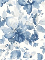 Watercolor Garden Bluestone Prepasted Wallpaper WTG-264614 by Seabrook Wallpaper for sale at Wallpapers To Go