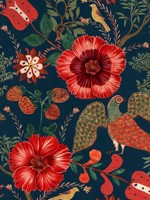 Folk Szekely Dark Red Dark Blue Green Brown Wallpaper WTG-265155 by Mind the Gap Wallpaper for sale at Wallpapers To Go