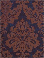 Argentina Damask Brown on Navy Wallpaper T6869 by Thibaut Wallpaper for sale at Wallpapers To Go