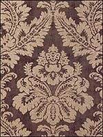 Argentina Damask Metallic Gold on Dark Brown Wallpaper T6876 by Thibaut Wallpaper for sale at Wallpapers To Go