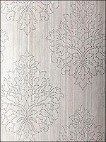 Beaded Damask Zinc Wallpaper 5005662 by Schumacher Wallpaper for sale at Wallpapers To Go