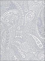 Paisley Print Grey Wallpaper 5003190 by Schumacher Wallpaper for sale at Wallpapers To Go