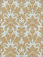 West Indies Damask Metallic Gold on Aqua Grasscloth Wallpape T3629 by Thibaut Wallpaper for sale at Wallpapers To Go