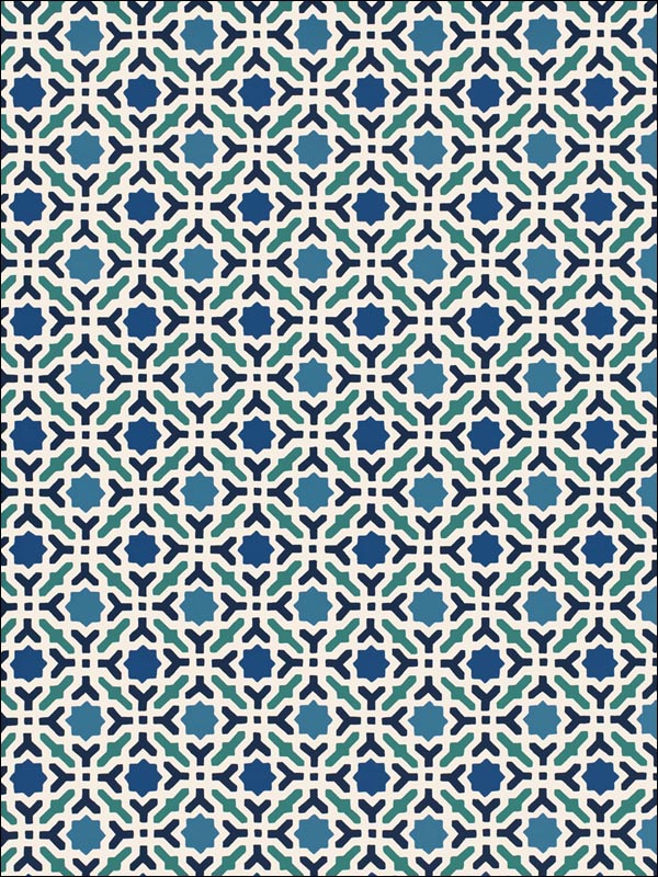 Serallo Mosaic Aegean Wallpaper 5005970 by Schumacher Wallpaper for sale at Wallpapers To Go