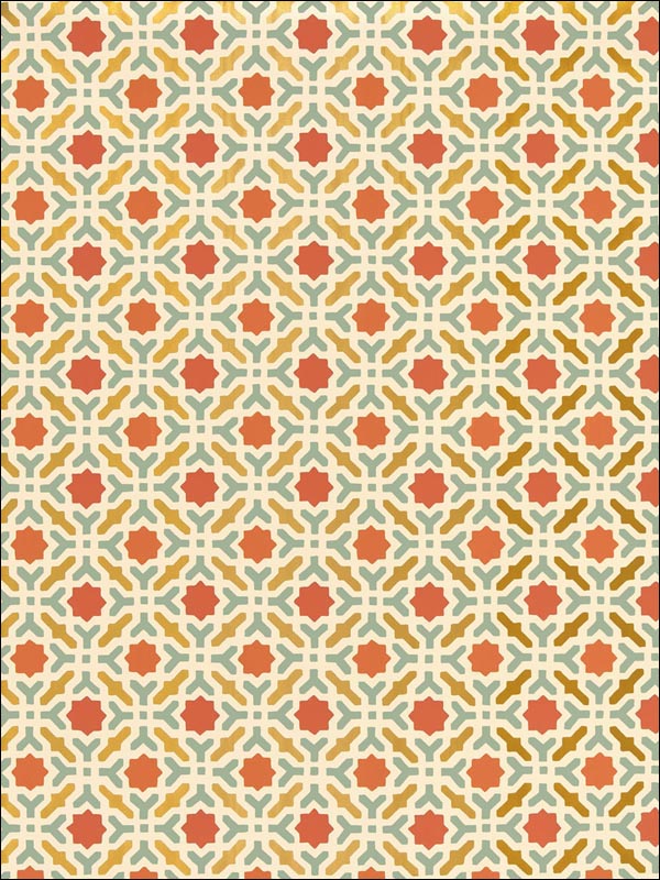 Serallo Mosaic Persimmon Wallpaper 5005972 by Schumacher Wallpaper for sale at Wallpapers To Go
