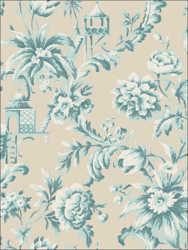 Floral Oriental Wallpaper CA80402 by Seabrook Wallpaper for sale at Wallpapers To Go