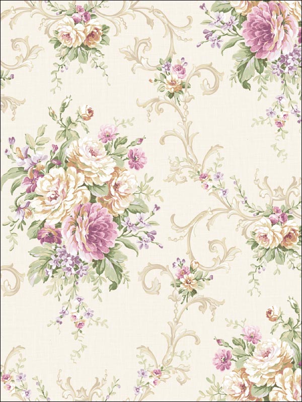 Floral Leaf Scroll Wallpaper CA81409 by Seabrook Wallpaper for sale at Wallpapers To Go