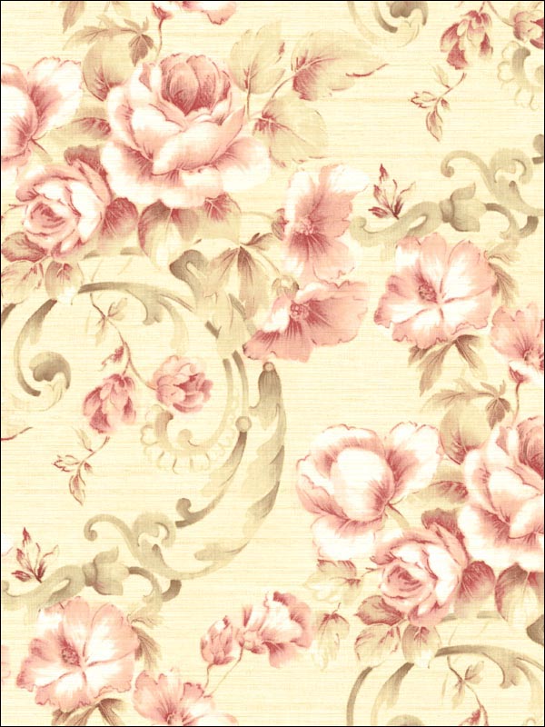 Floral Leaf Scroll Wallpaper SE50901 by Seabrook Wallpaper for sale at Wallpapers To Go