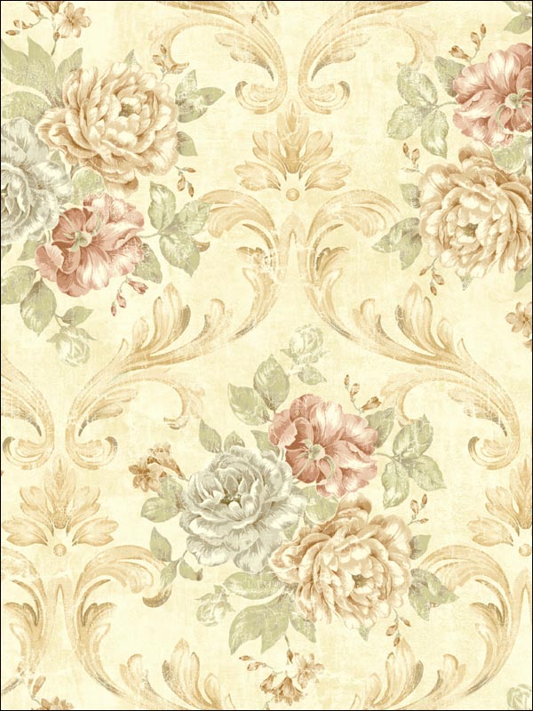 Floral Leaf Scroll Wallpaper SE51604 by Seabrook Wallpaper for sale at Wallpapers To Go