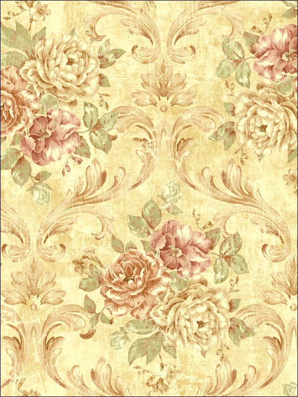 Floral Leaf Scroll Wallpaper SE51605 by Seabrook Wallpaper for sale at Wallpapers To Go