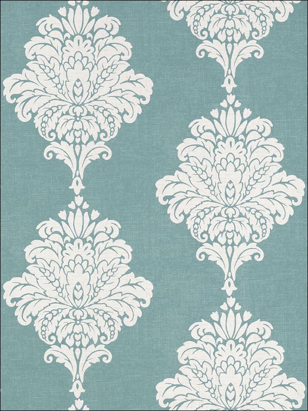 Arturo Damask Turquoise Wallpaper T13015 by Thibaut Wallpaper for sale at Wallpapers To Go