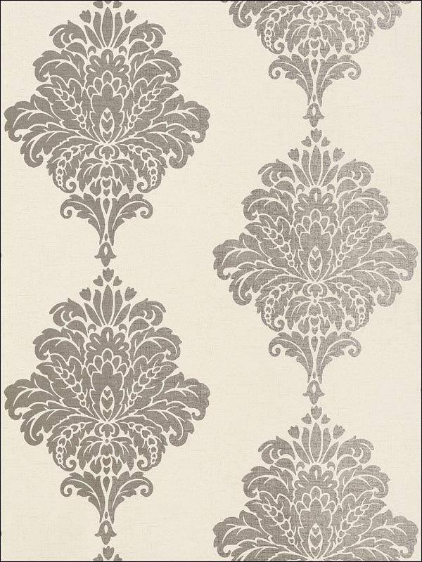 Arturo Damask Metallic Silver Wallpaper T13017 by Thibaut Wallpaper for sale at Wallpapers To Go