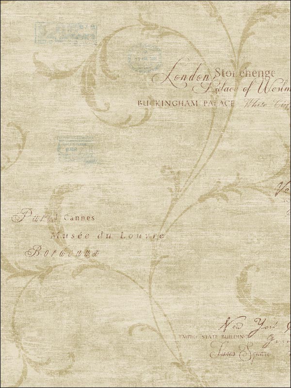 Leaf Scroll Script Wallpaper TH30205 by Pelican Prints Wallpaper for sale at Wallpapers To Go