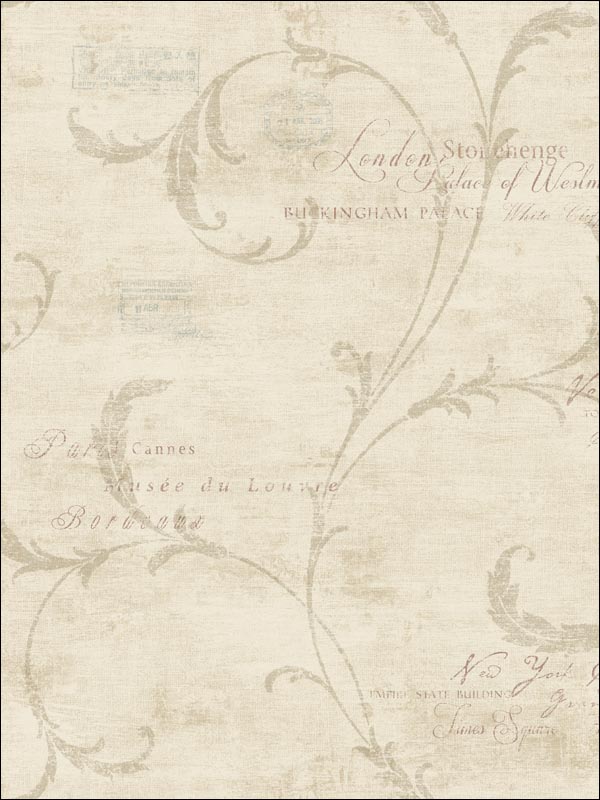 Leaf Scroll Script Wallpaper TH30208 by Pelican Prints Wallpaper for sale at Wallpapers To Go