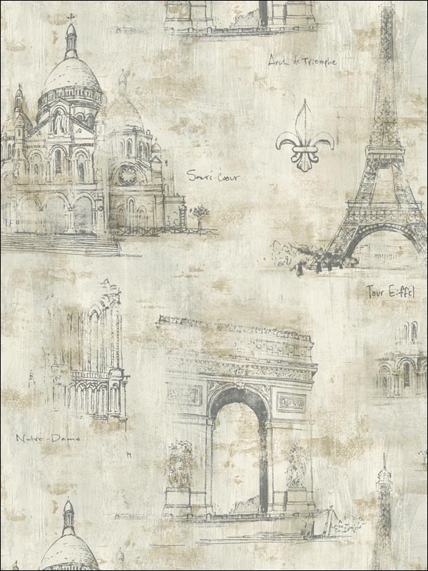 Paris Script Wallpaper TH34308 by Pelican Prints Wallpaper for sale at Wallpapers To Go