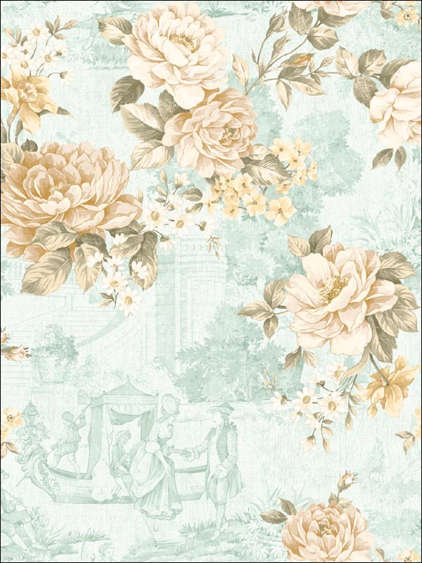 Floral Toile Wallpaper FI91302 by Seabrook Wallpaper for sale at Wallpapers To Go