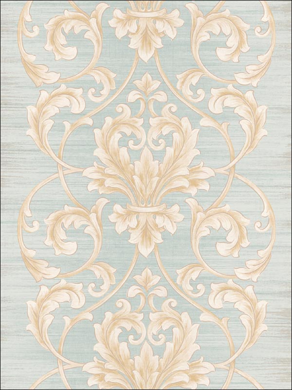 Ombre Stripes Leaf Scroll Wallpaper SA50802 by Seabrook Wallpaper for sale at Wallpapers To Go