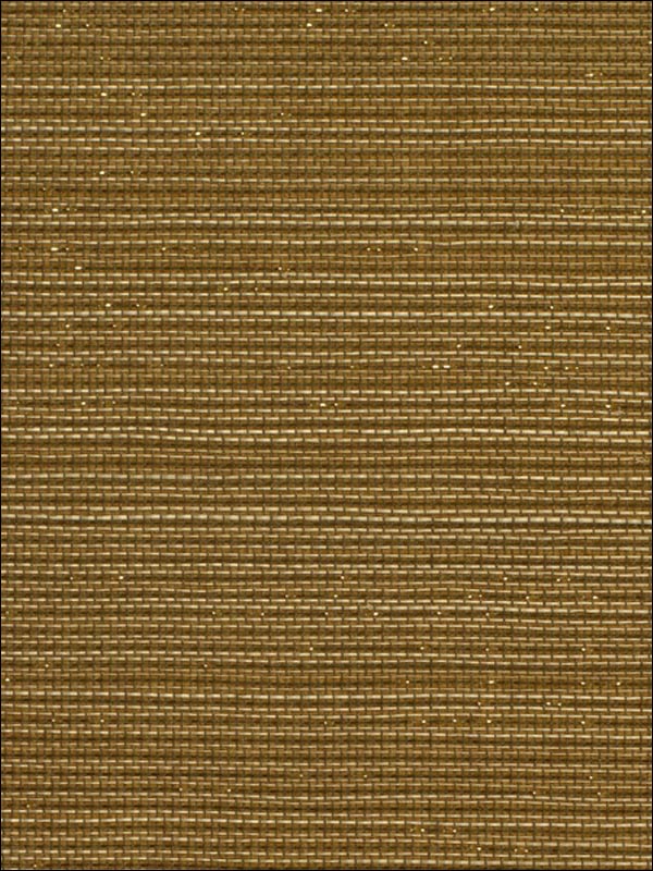 Gold Raffia Wallpaper with Wainscoting - Transitional - Living Room